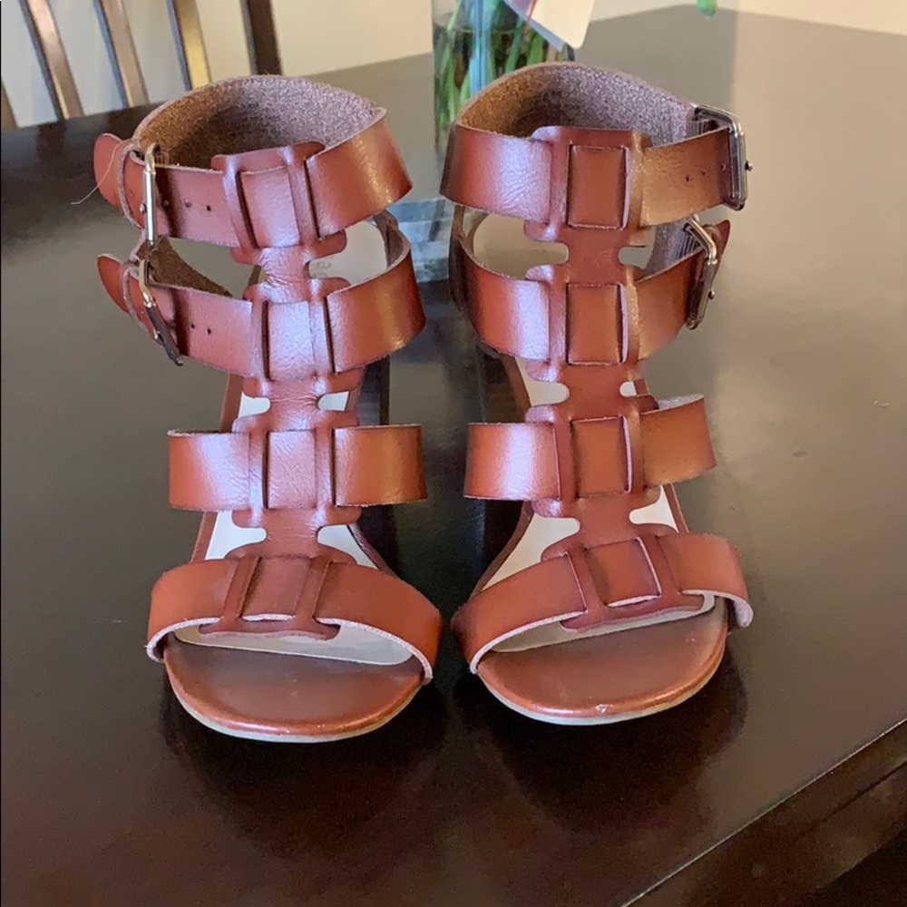 Brown chunky heels